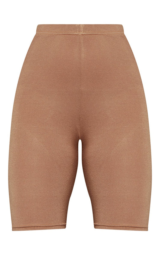 Taupe Basic Cotton Blend Bike Shorts - All Apparel