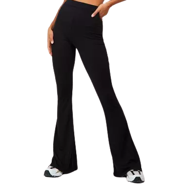 Basic High Waisted Jersey Skinny Flared Trousers